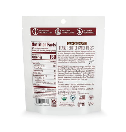 Justin's Dark Chocolate Organic Peanut Candy Pieces 4.5 oz. Bag (Case pack of 6)