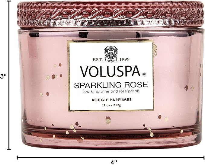 Voluspa Sparkling Rose Candle | Corta Maison Boxed Glass | 11 Ounces | 45 Hour Burn Time | Vegan | Proprietary Coconut Wax and All Natural Wicks for a Cleaner Burn