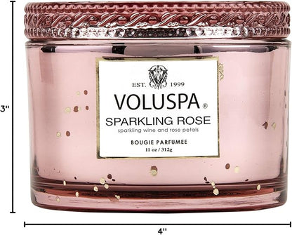Voluspa Sparkling Rose Candle | Corta Maison Boxed Glass | 11 Ounces | 45 Hour Burn Time | Vegan | Proprietary Coconut Wax and All Natural Wicks for a Cleaner Burn