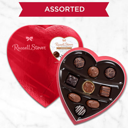 Russell Stover Valentines Heart Assorted Milk and Dark Chocolates 5.1oz (Case Pack of 12)