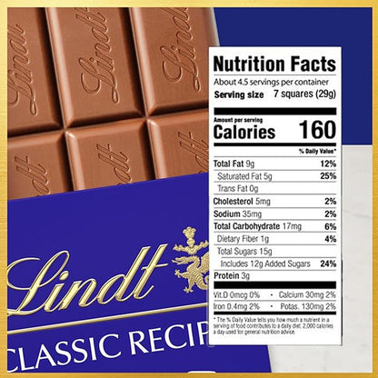 Lindt Classic Chocolate Bars 4.4oz 72ct