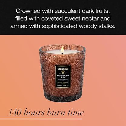 Voluspa Forbidden Fig, Classic Boxed Candle, 9 oz, 60 Hour Burn Time, Coconut Wax for Clean Burning, Handcrafted in The USA