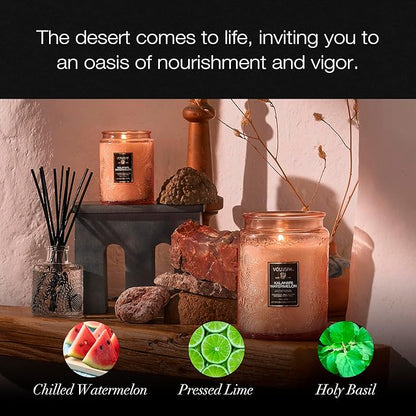 Voluspa Kalahari Watermelon, Small Candle Jar, 5.5 Ounces, 50 Hour Burn Time, Coconut Wax for Clean Burning, Handcrafted in the USA