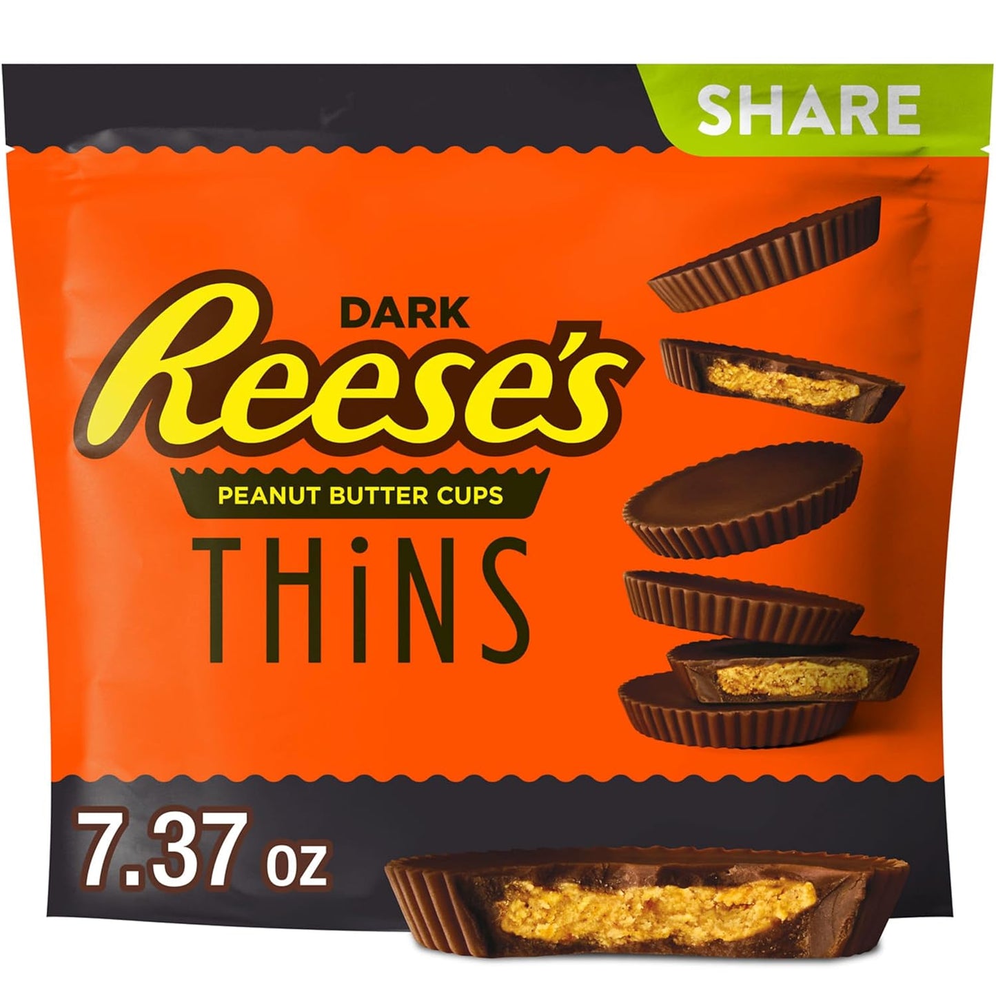 Reese's PB Cup Thins DK Chocolate 7.37oz (Pack of 8)