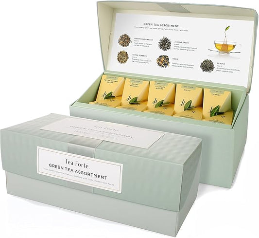 Tea Fortè Green Tea Assortment 20 Filters Pyramid 5 Assorted Flavours