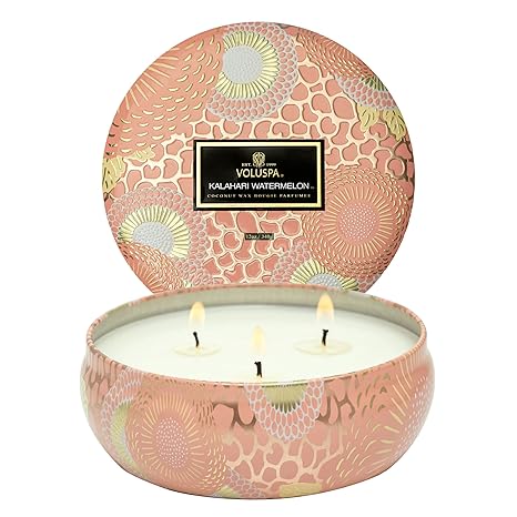 3 Wick Tin Candle - Kalahari Watermelon by Voluspa for Unisex - 12 oz Candle