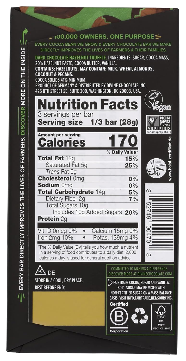 Divine dark chocolate hazelnut truffle pack of 12