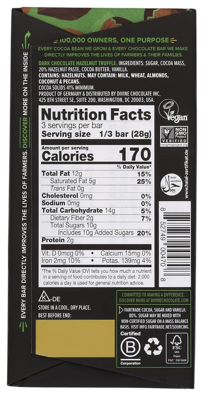 Divine dark chocolate hazelnut truffle pack of 12