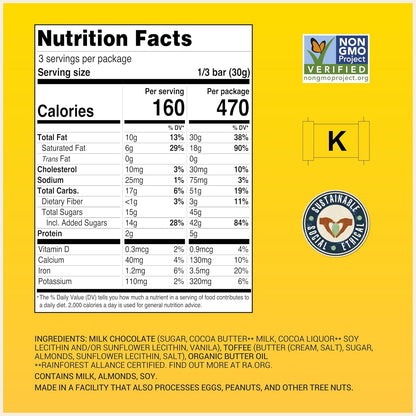 Chocolove Tofffee & Almonds Milk Chocolate 3.2 oz - 12 Pack