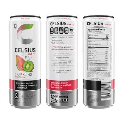 Celsius Sparkling Guava Kiwi Energy Drink (Case Pack of 12 ) 12 oz cans