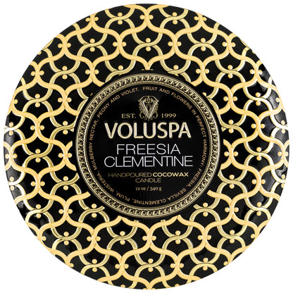 Voluspa 3 Wick Decorative Tin Candle - Freesia Clementine 340g Home Scent