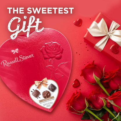 Russell Stover Valentines Heart Assorted Milk and Dark Chocolates 5.1oz (Case Pack of 12)