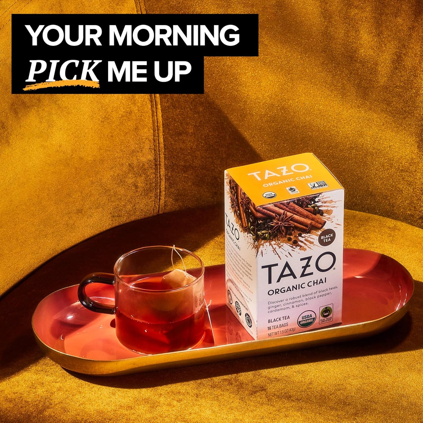Tazo Organic Chai Black Tea Bags 1.5 oz Box (Case pack of 6)