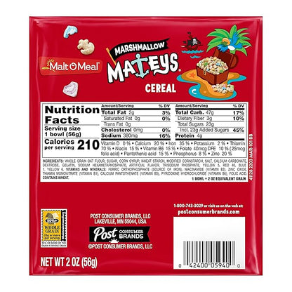 Malt-O-Meal Marshmallow Mateys® Breakfast Cereal, 2 Ounce Single Serve Bowls (Pack of 48)