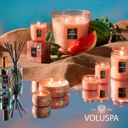 Voluspa Kalahari Watermelon, Small Candle Jar, 5.5 Ounces, 50 Hour Burn Time, Coconut Wax for Clean Burning, Handcrafted in the USA