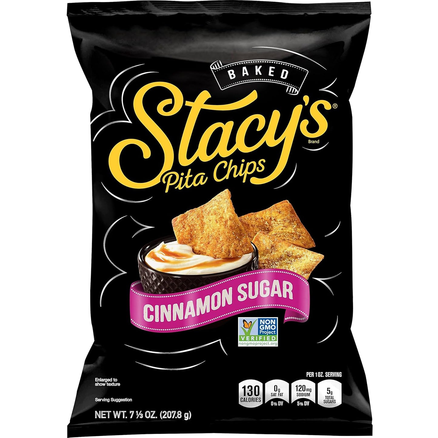 Stacy's Cinnamon Sugar Pita Chips 7.33 oz Bag (Case pack of 12)
