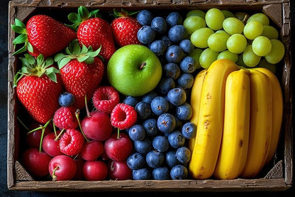 A Gift Basket with fresh delicious Fruits by RawJoy Farms.