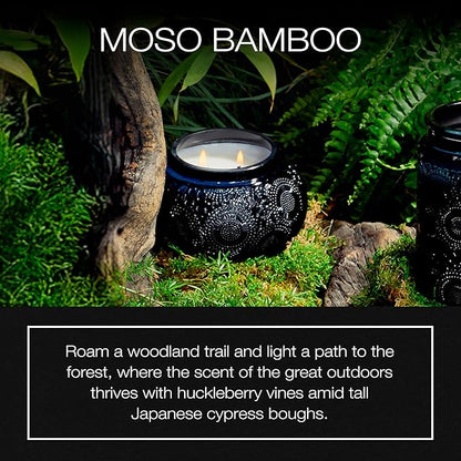Voluspa Moso Bamboo, Glass Chawan Bowl Candle, 14 ounce, 50 Hour Burn Time, Coconut Wax for Clean Burning, Handcrafted in the USA