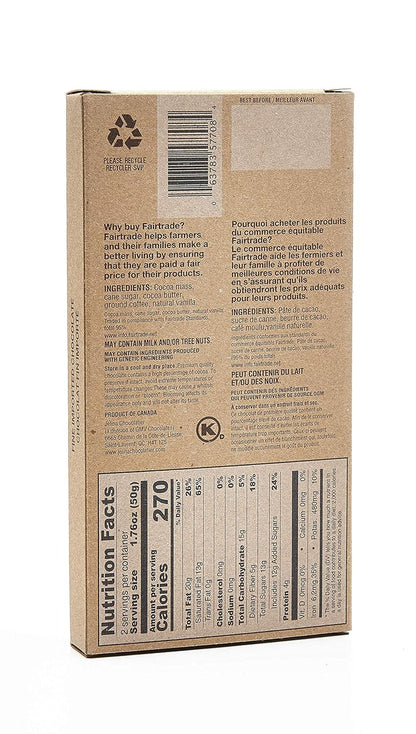 Jelina Chocolatier | 8 Pack 72% Dark Chocolate Espresso Bar | Fair Trade Chocolate Bars | Imported, Non-GMO, Natural Chocolates - 3.52oz Each