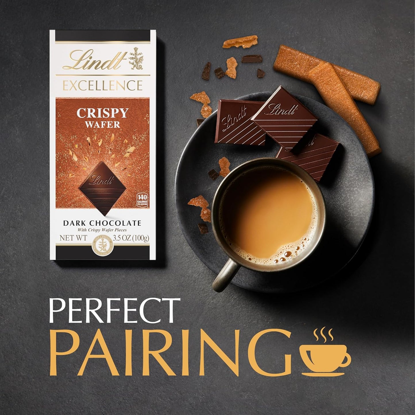 Lindt Excellence Crispy Wafer Dark Chocolate Bar 3.5 oz pack of 12