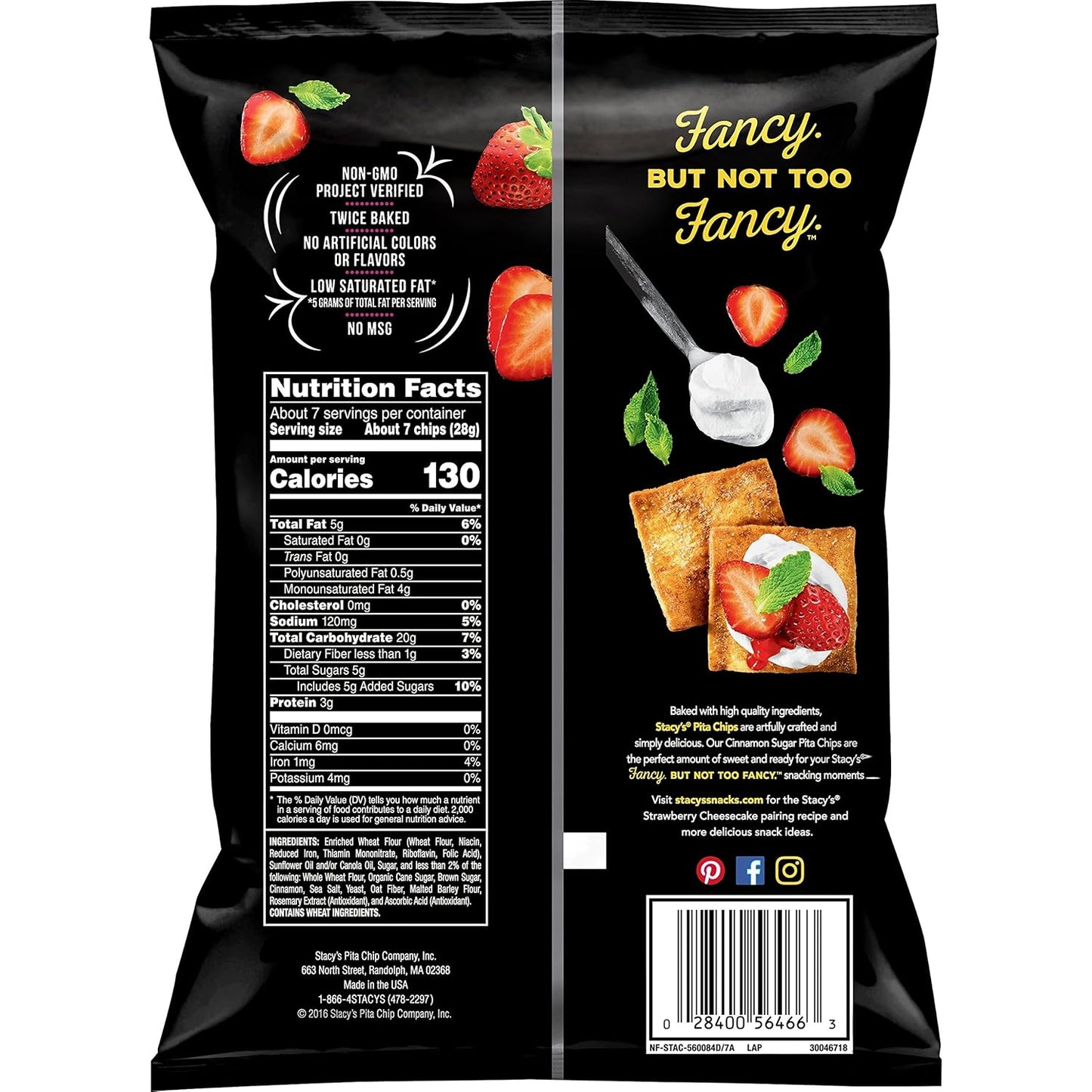 Stacy's Cinnamon Sugar Pita Chips 7.33 oz Bag (Case pack of 12)