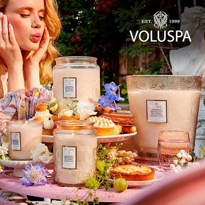 Voluspa Jasmine Midnight Blooms, Mini Tin Candle, 4 oz, 25 Hour Burn Time, Coconut Wax Candle for The Home, Handcrafted in The USA