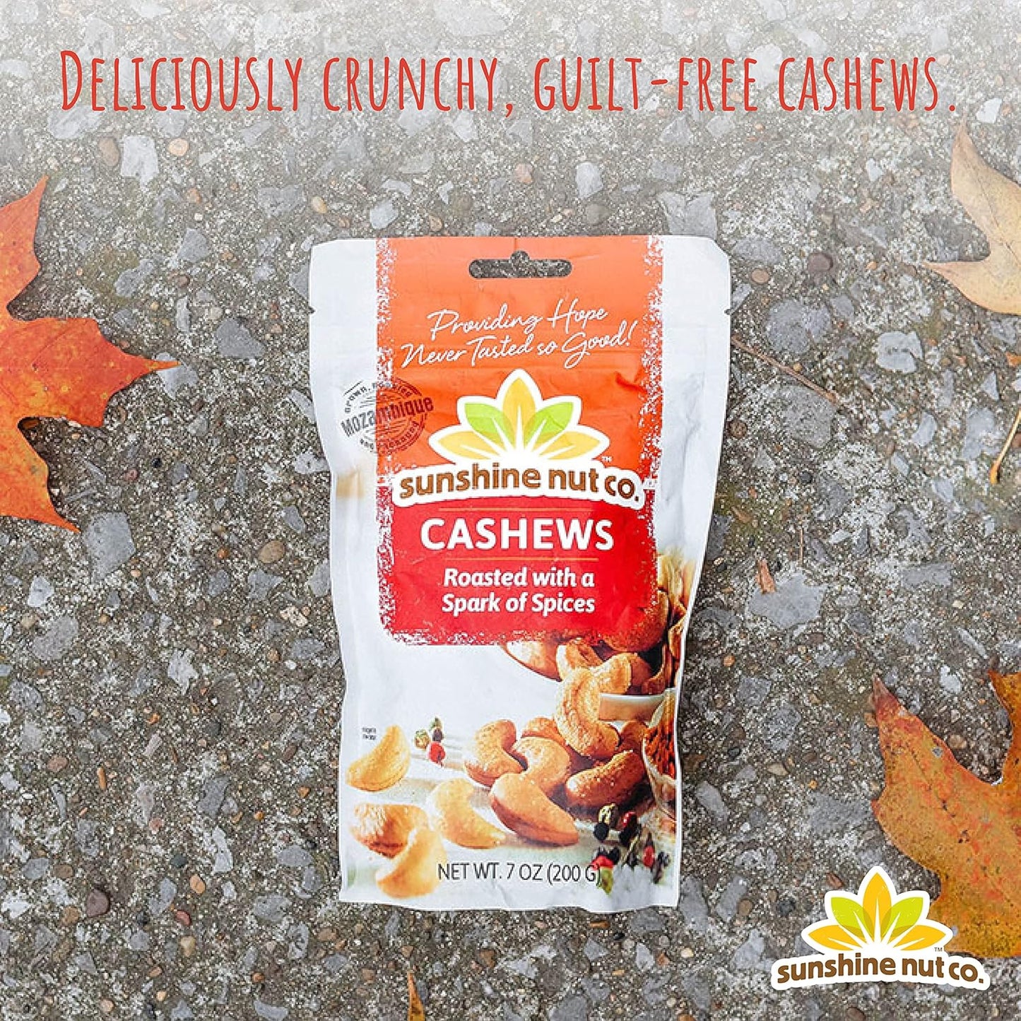 Sunshine Nut Whole Roasted Cashews - Spark of Spice 7 oz bags ( Case Pack of 6)