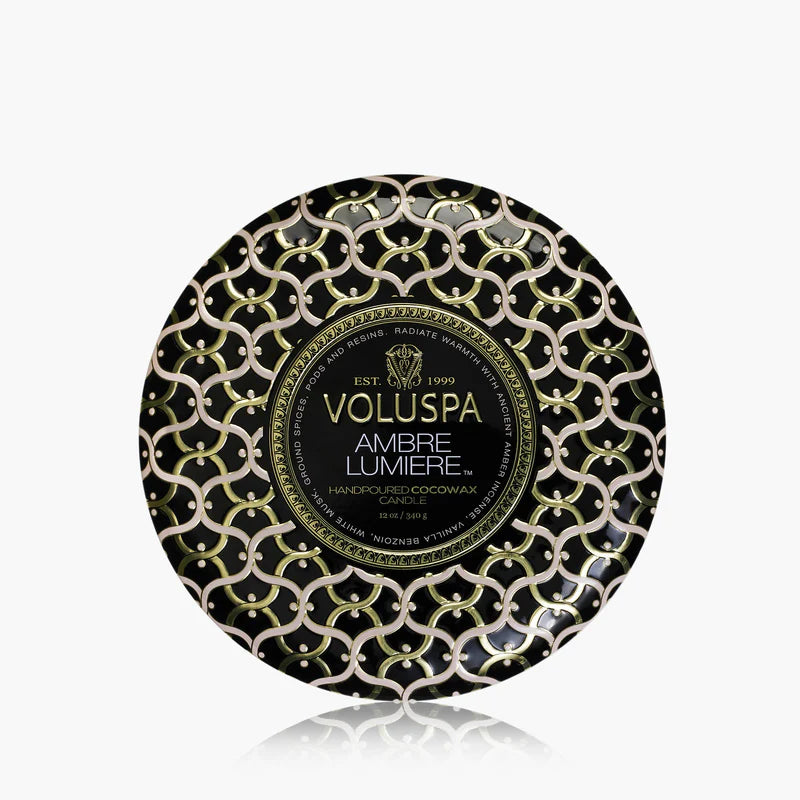 Voluspa 3 Wick Decorative Tin Candle - Ambre Lumiere 340g Home Scent