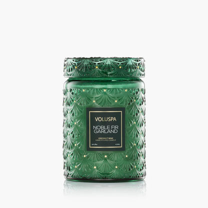 Voluspa Japonica Noble Fir Garland Large Glass Jar 18 oz