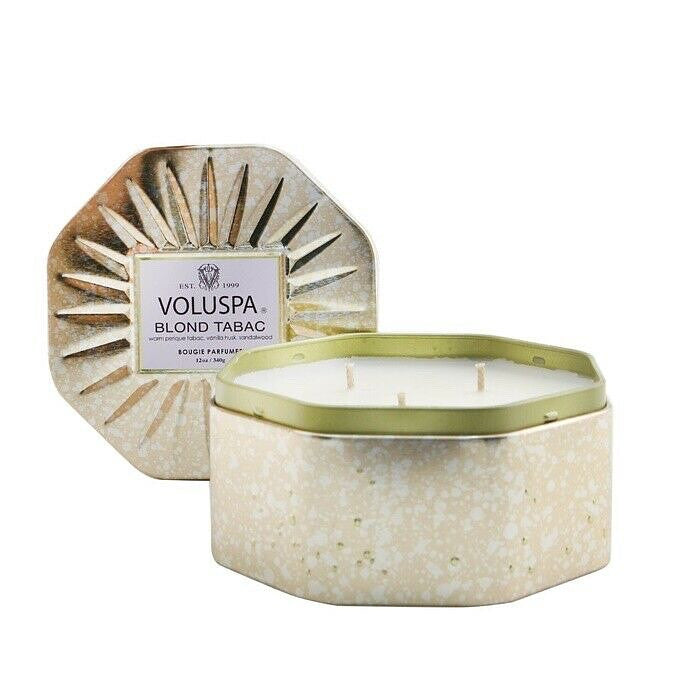 Voluspa 3 Wick Octagon Tin Candle - Blond Tabac 12oz Mens Home Scent