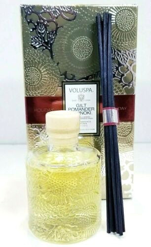 Voluspa Gilt Pomander & Hinoki Holiday Home Ambience Diffuser 3.4