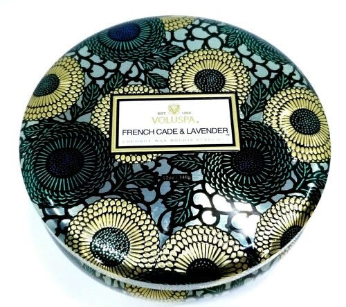 VOLUSPA FRENCH CADE & LAVENDER 3 Wick Candle In Tin Coconut Wax 12oz 340g New