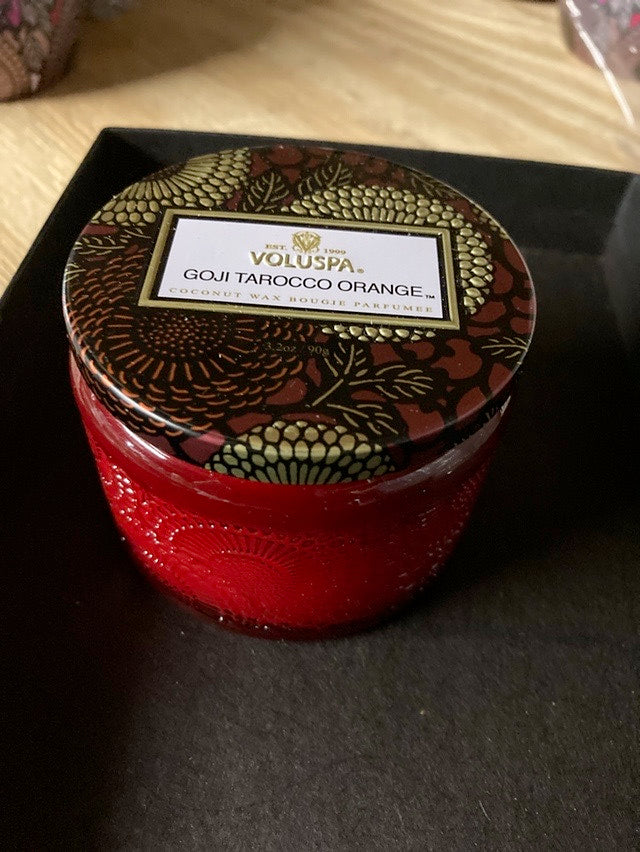 Voluspa Goji Tarocco Orange petite glass jar candle 3.2 oz