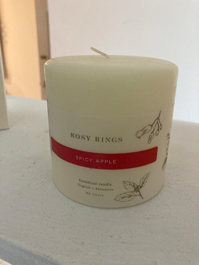 Rosy Rings Spicy Apple Botanical Pillar Candle