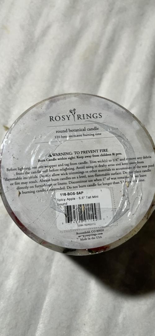 Rosy Rings Spicy Apple Tall Round Scented Candles,5.5”