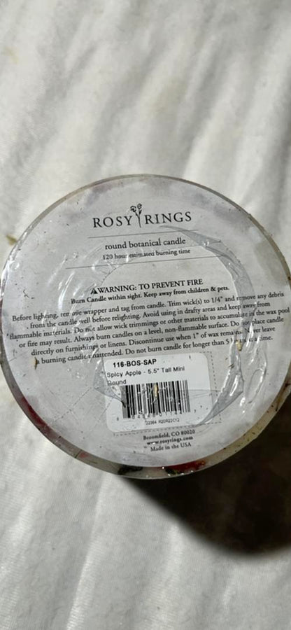 Rosy Rings Spicy Apple Tall Round Scented Candles,5.5”