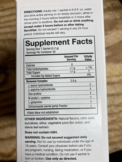 SerovitalHGH Fruit Punch Mix Rapid Dissolve Powder 30 Sachets