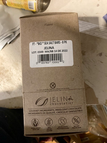 Jelina Chocolatier | 8 Pack 72% Dark Chocolate Bar with Sea Salt | Organic Cocoa, Fair Trade Chocolate | Non-GMO, Vegan Chocolates - 3.52oz Each