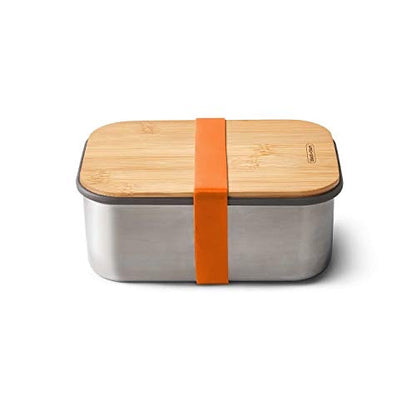 Black+Blum Stainless-Steel Sandwich Box Large | Plastic Free Meal Prep Lunch Box Food Container with Bamboo Lid, Orange, Large, 1.25L/ 42 fl oz