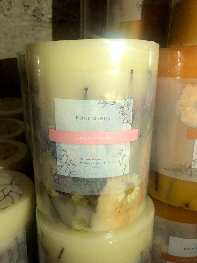 Rosy rings apricot rose 6.5” candle