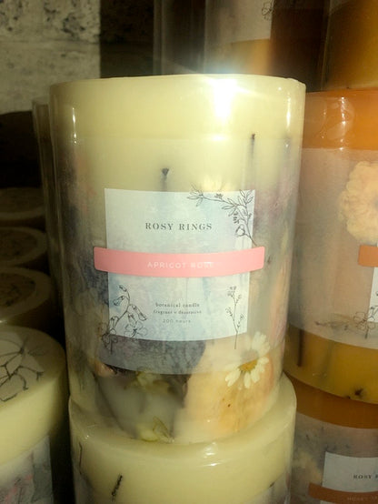 Rosy rings apricot rose 6.5” candle