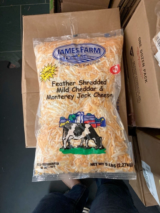 James Farm Feather Shredded Mild Cheddar & Monterey Jack Cheese 5 lbs