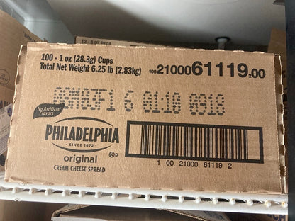 Philadelphia cream cheese 1 oz cups 100 per box