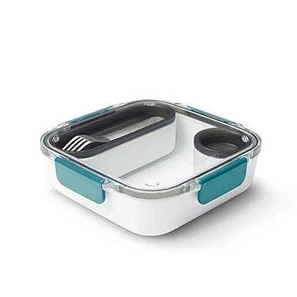 Black+Blum | BPA-Free, Leak-Proof Microwave Safe Bento Box Style Compartment Food Container, with Stainless-Steel Fork, Ocean, 1000 ml/ 34f l oz
