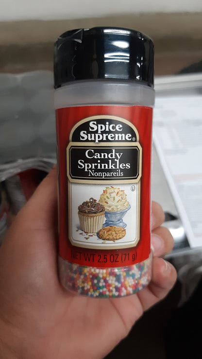 Spice Supreme Candy Sprinkles, nonpareils, 2.5-oz. plastic shaker