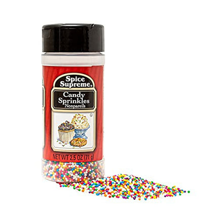 Spice Supreme Candy Sprinkles, nonpareils, 2.5-oz. plastic shaker