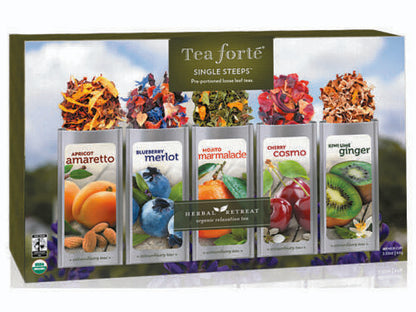 Tea Fortè Herbal Retreat Box 15 Sachets Tisane Fruit 5 Assorted Flavours Bio