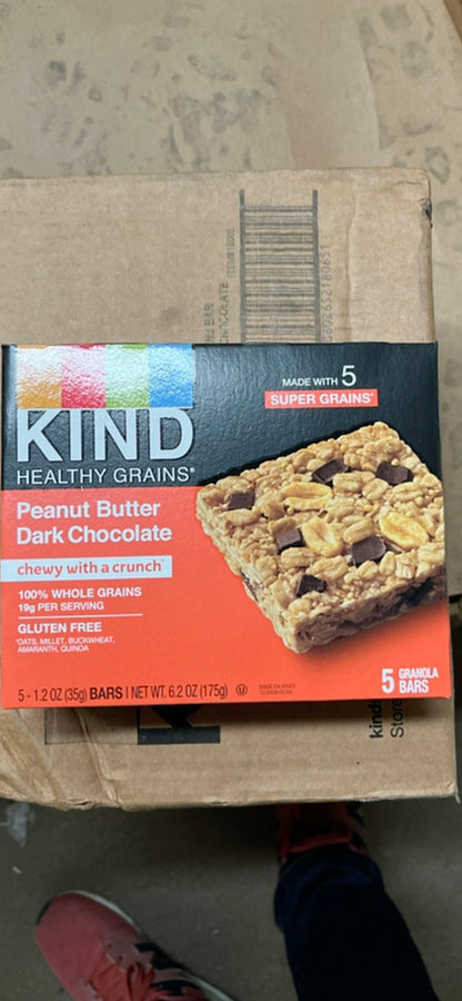 Kind Healthy Grains Granola Bars Peanut Butter Dark chocolate chewy with a crunch 1.2 oz Bars total weight 6.2 oz