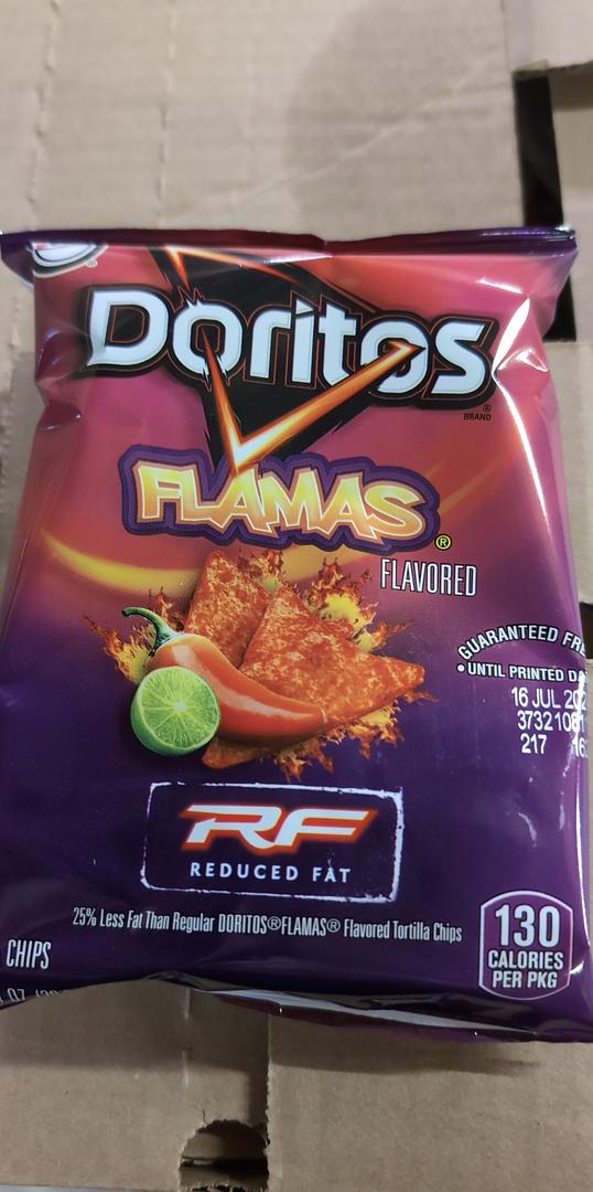 Doritos Reduced Fat Flamas Tortilla Chips 1oz bag (Case Pack of 72)