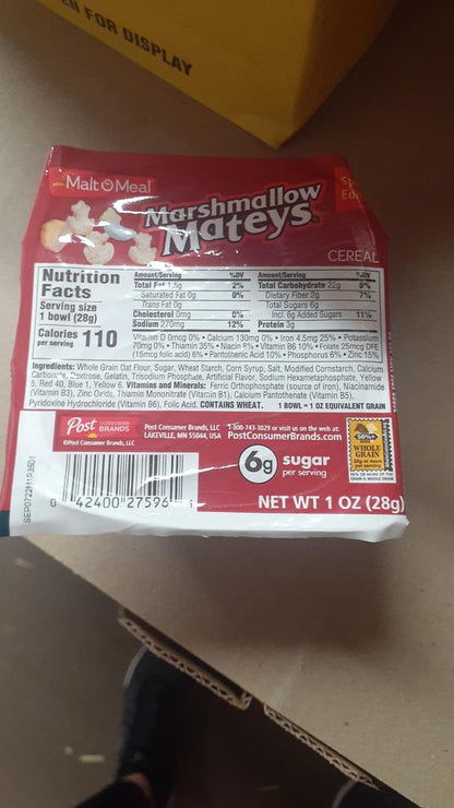 Malt - O - Meal Marshmallow Mateys Cereal 1 oz cup